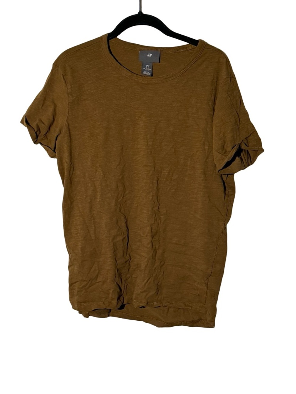 H&M Mens Brown Short Sleeve Crewneck T Shirt Size Medium